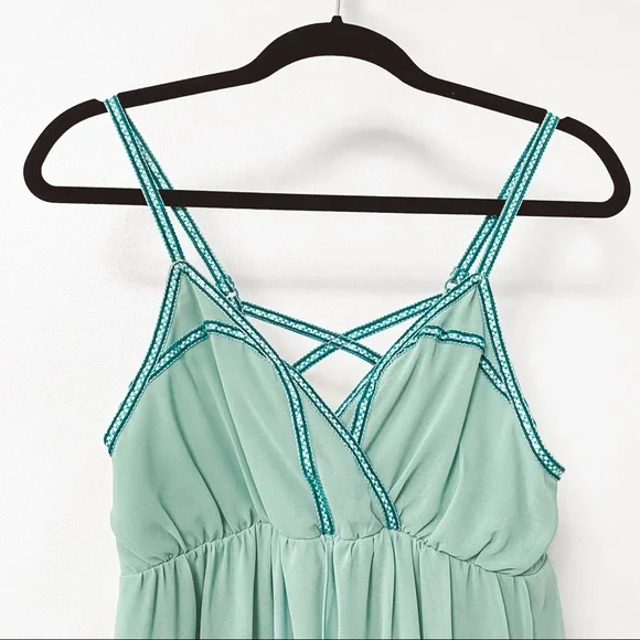 *NWT* Esley Spring Dance Easter Brunch High Low Open Back Cocktail Dress Green - Picture 4 of 8